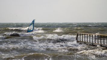Hvidbjerg Strand, Blåvand, Dänemark, Windsurfen bei Westwind
