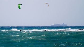 Los Caños de Meca, kitesurfen bei Levante 6-7 bft